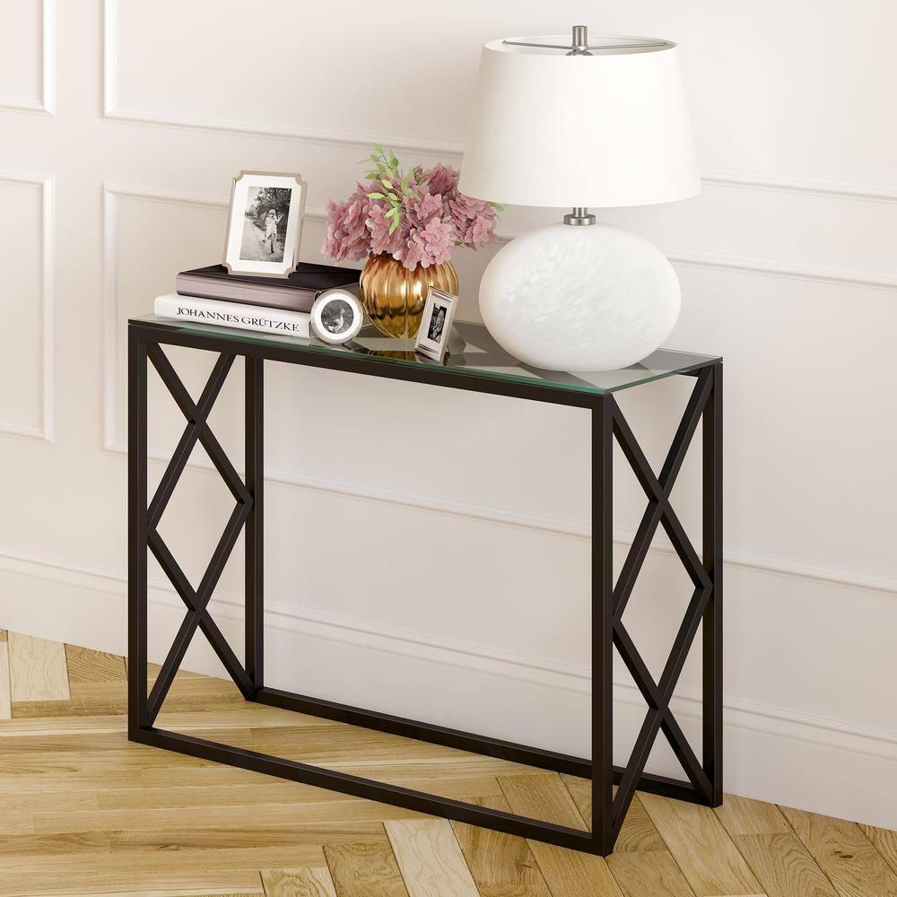 Evelyn&Zoe Dixon 42" Wide Rectangular Console Table, Blackened Bronze