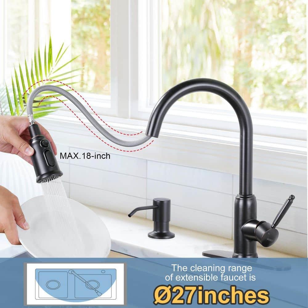 WOWOW WOWOW Pull Down Kitchen Faucet with Soap Dispenser 2310101RB-S