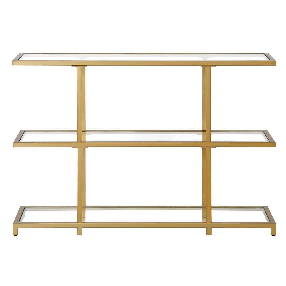 Evelyn&Zoe Greenwich 42" Wide Rectangular Console Table, Brass