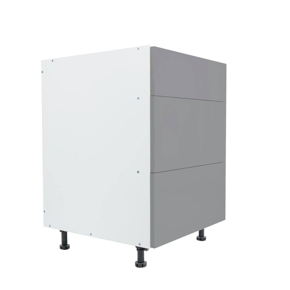 Cambridge Ready to assemble Matte Gray Base Kitchen Cabinet, 3 Drawer