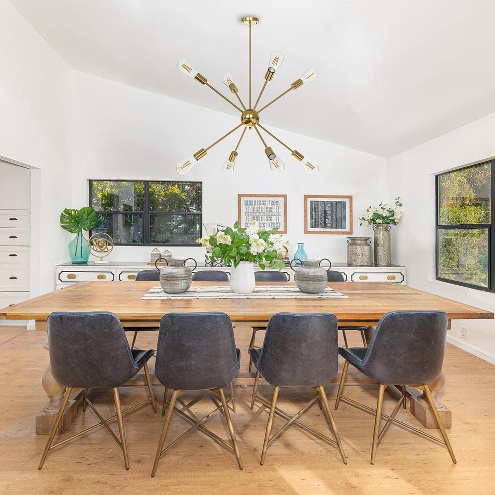 8 Lights Modern Sputnik Chandeliers Vintage Ceiling Light Fixture with E26 Bulb Base Industrial Pendant Lighting for Kitchen Dining Room Living Room Bedroom,Gold