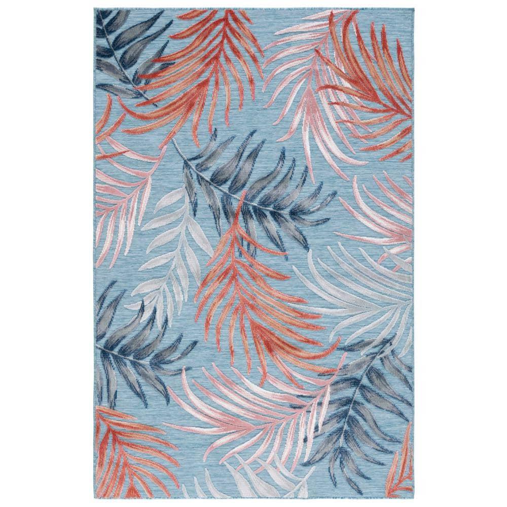 Cabana CBN458 Power Loomed UV Resistant Indoor/Outdoor Area Rug - Blue/Rust - 5'1"x7'6" - Safavieh