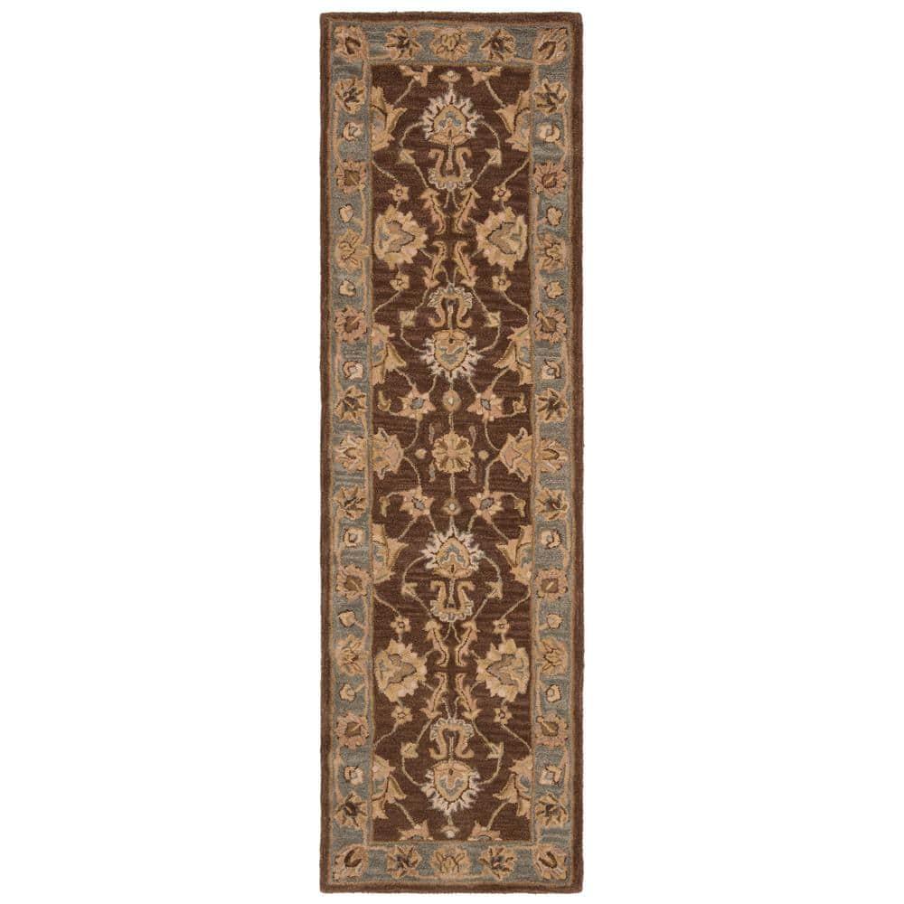Heritage HG343 Handmade Runner Rug - 2'3"x8' - Brown/Blue - Safavieh