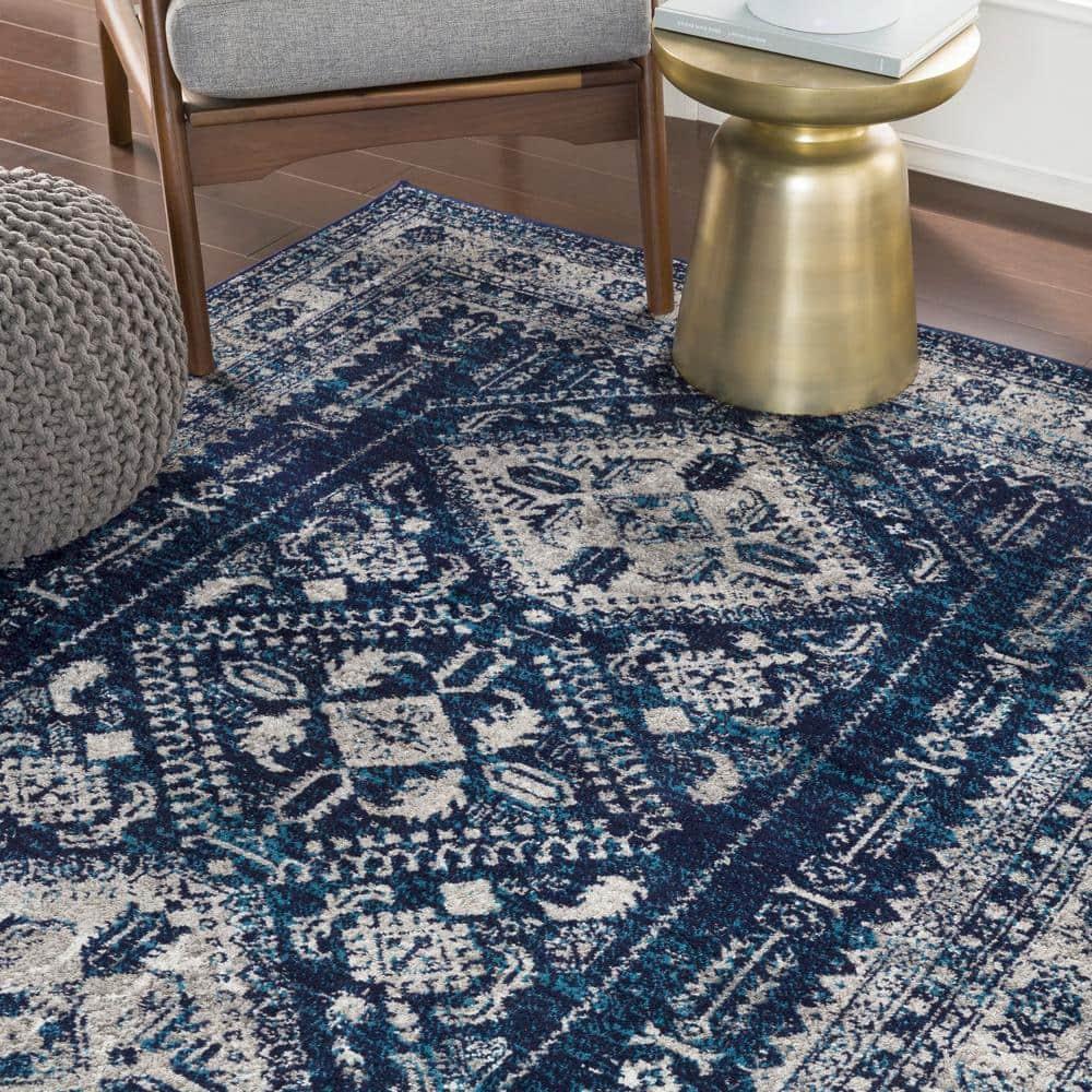 Livabliss 6'7"x6'7" Square Melissa Traditional Rugs Navy
