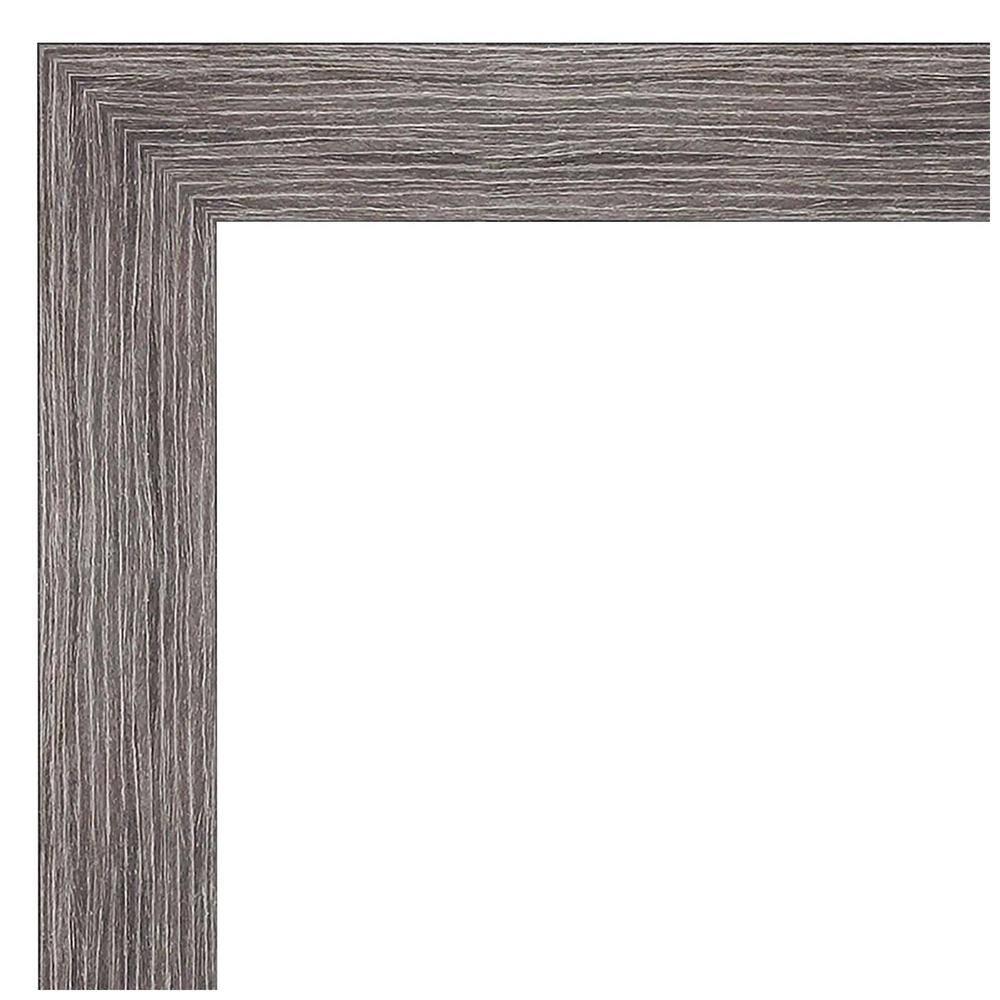 31" x 25" Pinstripe Narrow Framed Bathroom Vanity Wall Mirror Gray - Amanti Art: Beveled, Polystyrene Frame, Wall Mount