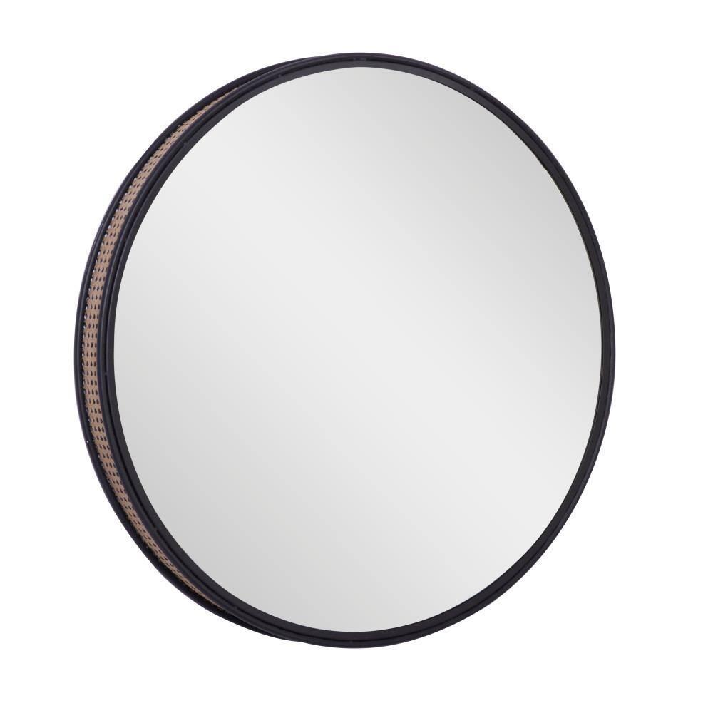DecMode 32" x 32" Black Wall Mirror with Thin Frame