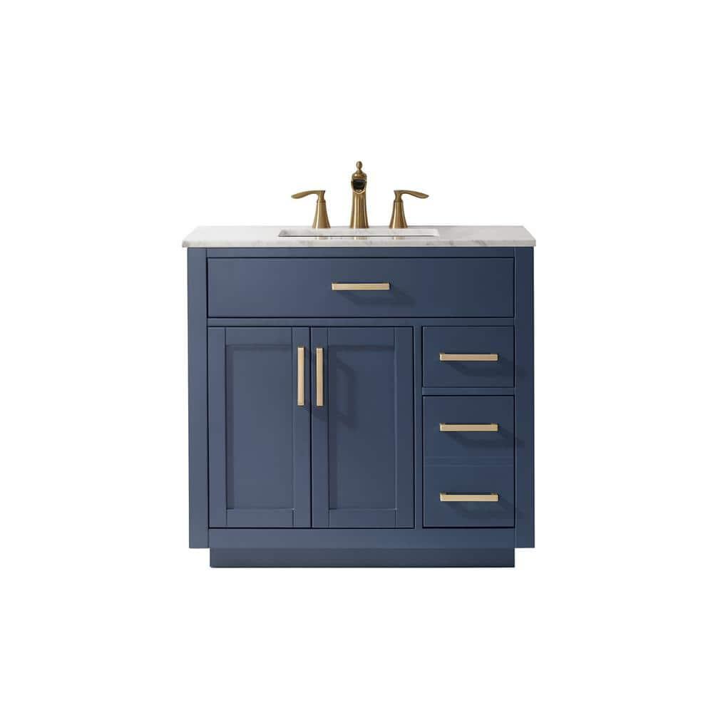 Ivy 36" Marble Countertop Single Vanity w/o Mirror Royal Blue