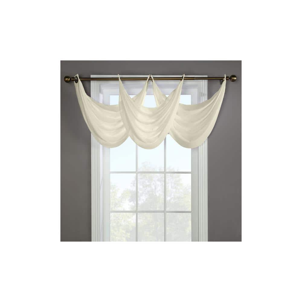 Commonwealth Thermavoile Rhapsody Lined Grommet Ascot Valance - 36x19" - Ivory