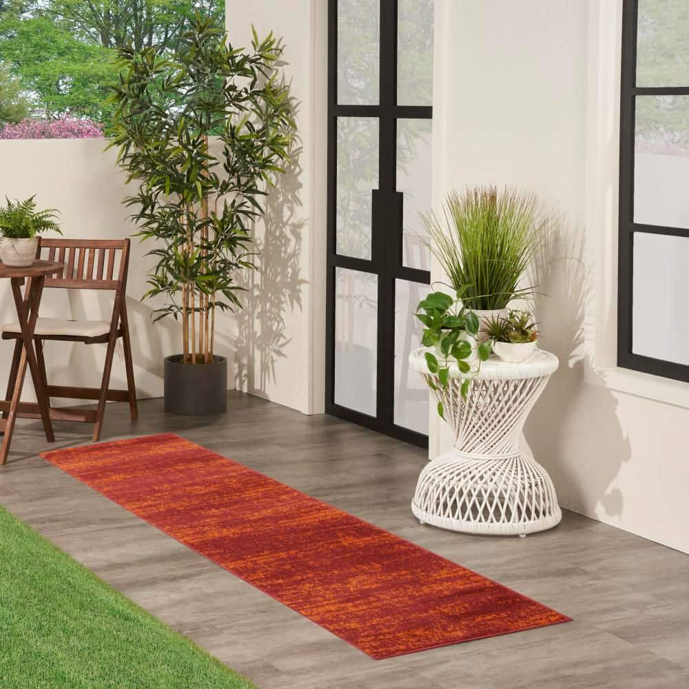Nourison Essentials 2' x 6' Red Modern Indoor/Outdoor Rug