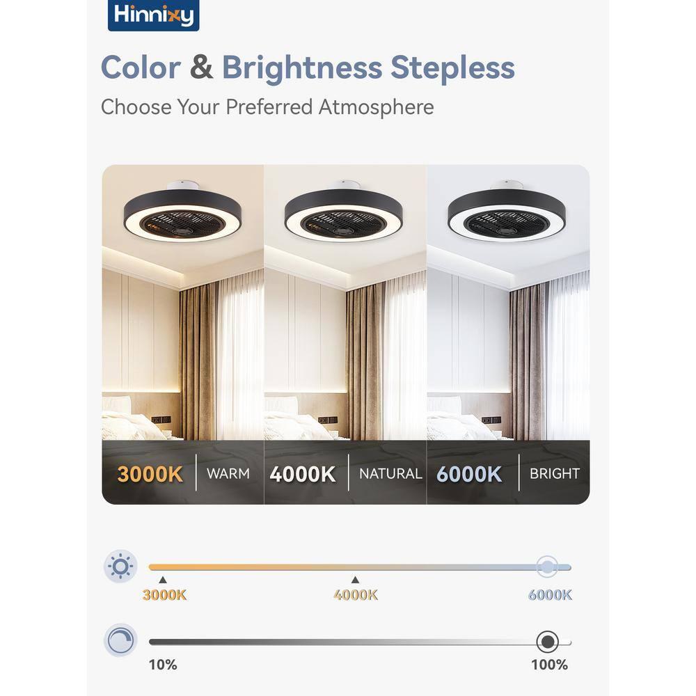 22 in. Indoor Black Modern Enclosed Low Profile Ceiling Fan with Light with Smart APP and Remote Control