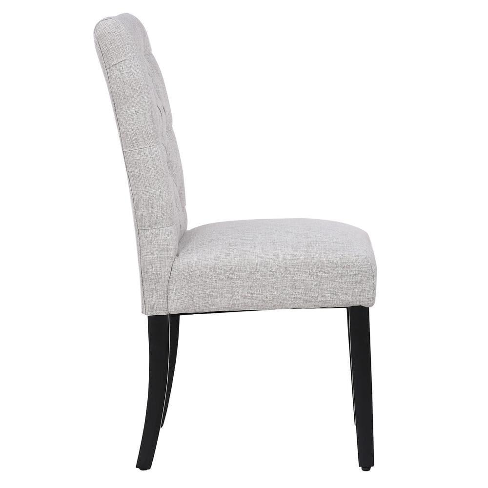 NINA Button Tufted Back Light Gray Upholstered Dining Side Chair