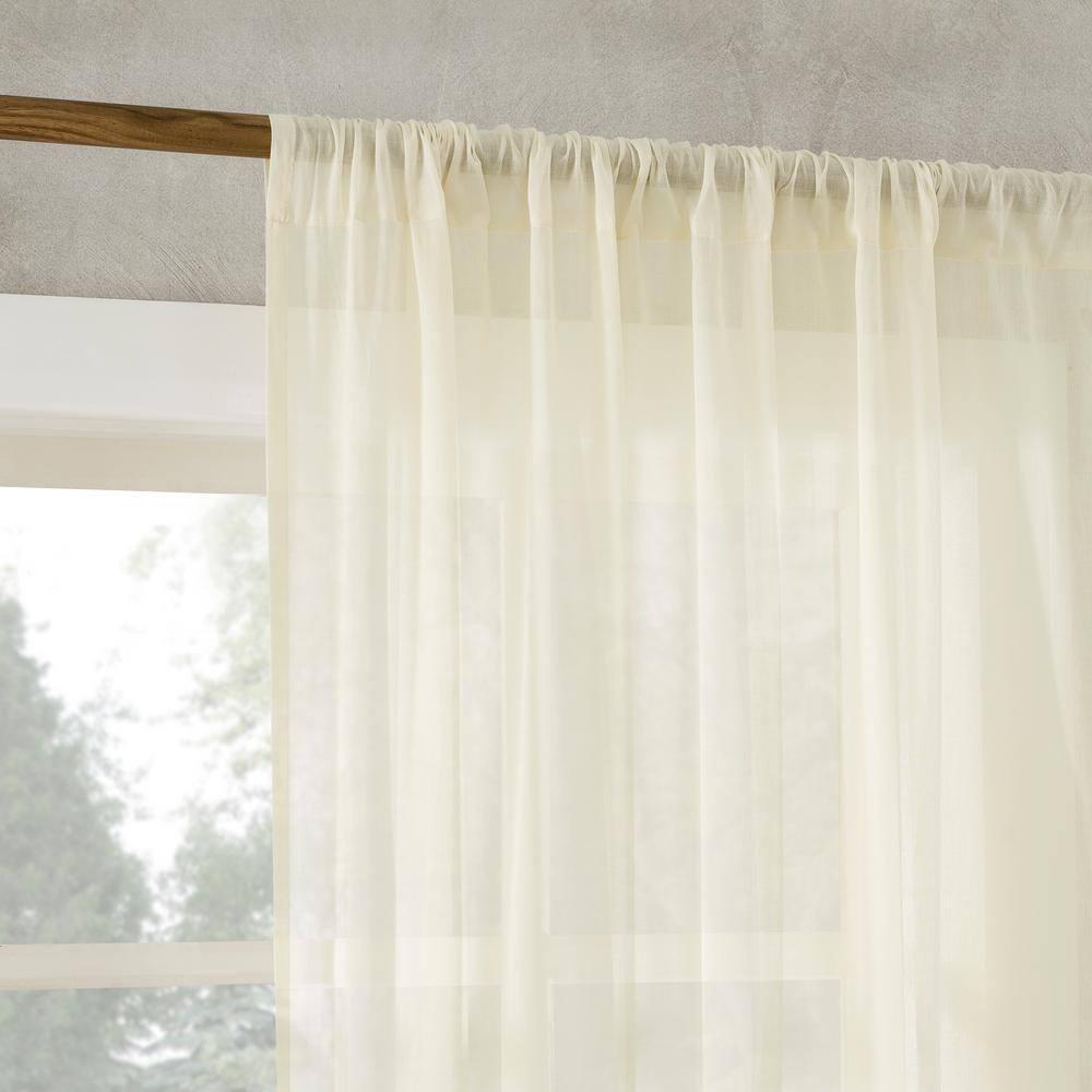 50"x96" Archaeo Sheer 100% Cotton Curtain Panel Cream