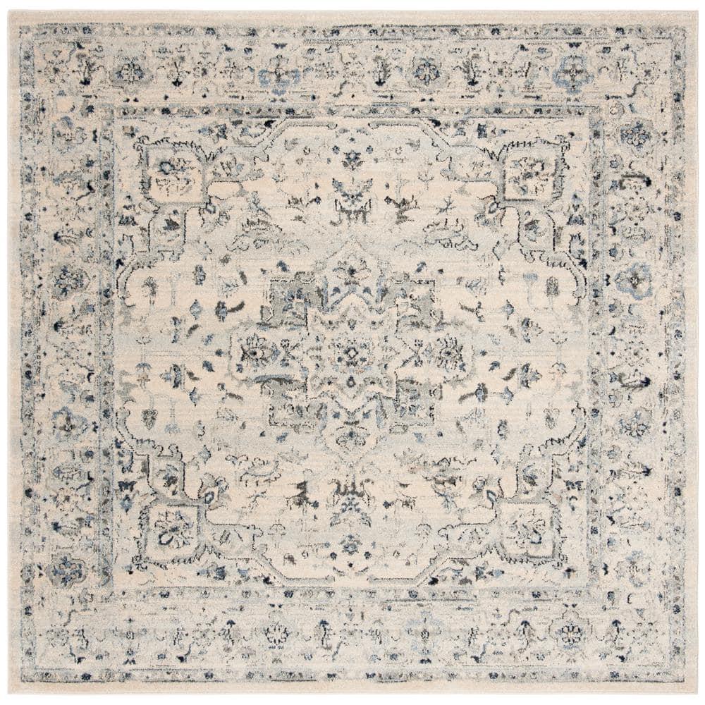 Charleston CHL411 Loomed Indoor Area Rug - Ivory/Light Blue - 6'7"x6'7" - Safavieh