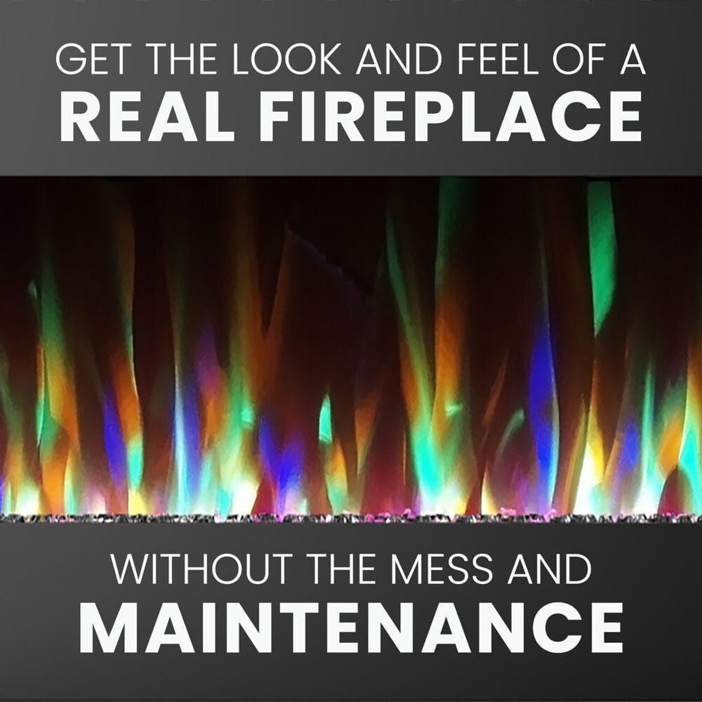 Cambridge Cambridge Recessed Wall Mounted Electric Fireplace with Crystal Rock Display