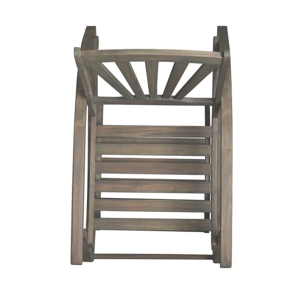 Noble House Sunview Outdoor Acacia Wood Rocking Chair with Footrest Gray