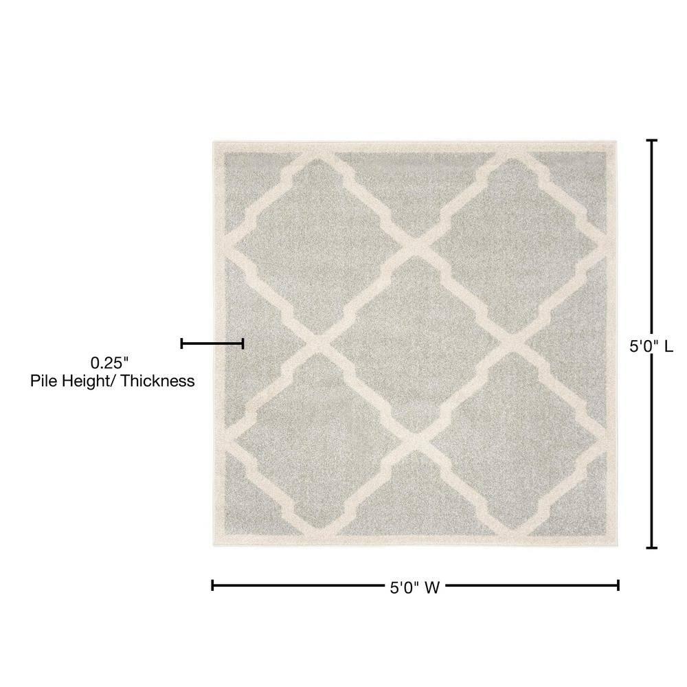 Amherst AMT421 Power Loomed Indoor Area Rug - Light Grey/Beige - 5'x5' - Safavieh