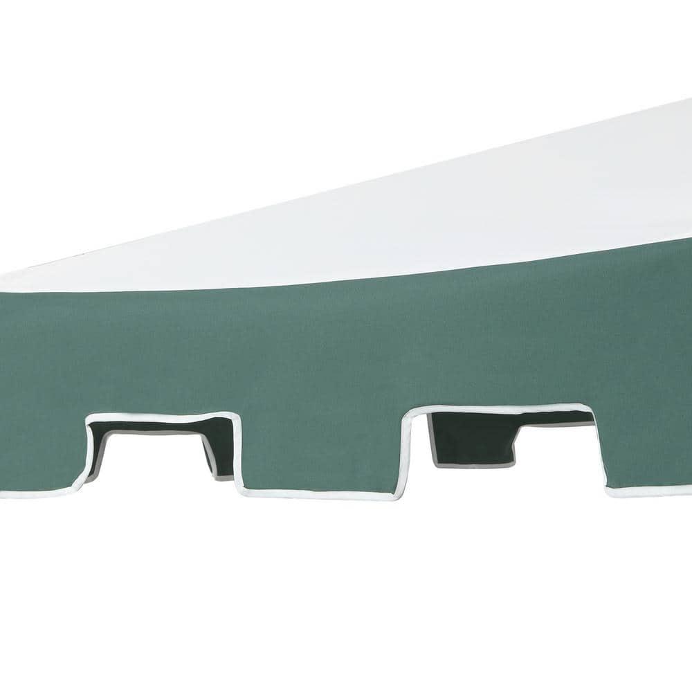 JONATHAN Y Baiona 9 ft. Classic MidCentury Market Patio Umbrella with UV Protection, Auto-Tilt, Crank and Wind Vent in White/Green