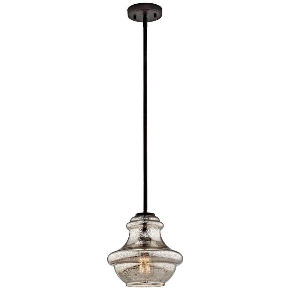 Everly 9.25" 1 Light Mini Schoolhouse Pendant Mercury Glass Brushed Nickel