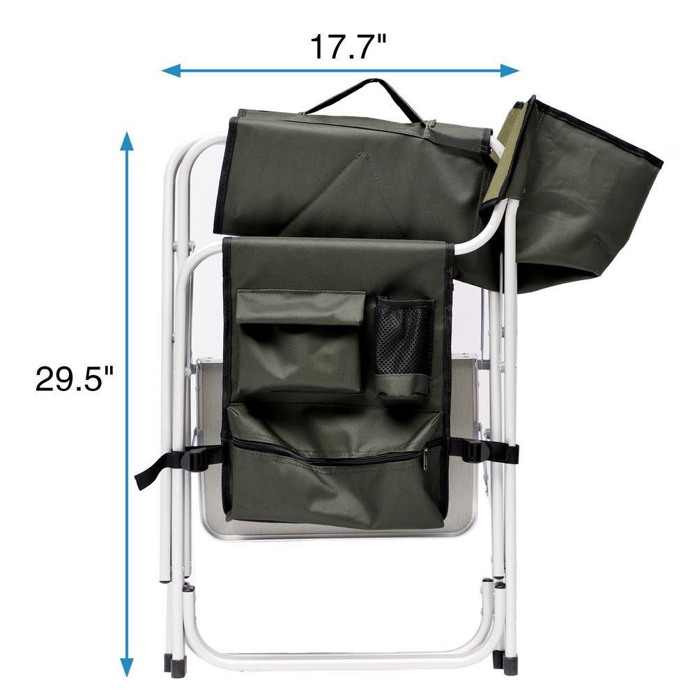 2pcs Portable Folding Chair with Side Table and Storage Pocket,Foldable Camping Chair Directors Chair with Heavy Duty Steel Frame,for Beach, Fishing,Trip,Picnic,Lawn