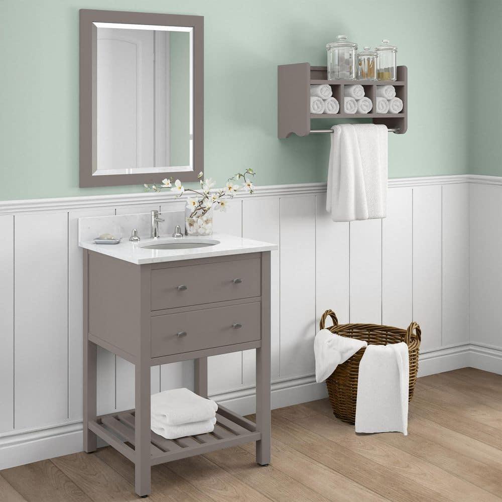 Alaterre Furniture 24" Beveled Bath Vanity Mirror, Gray