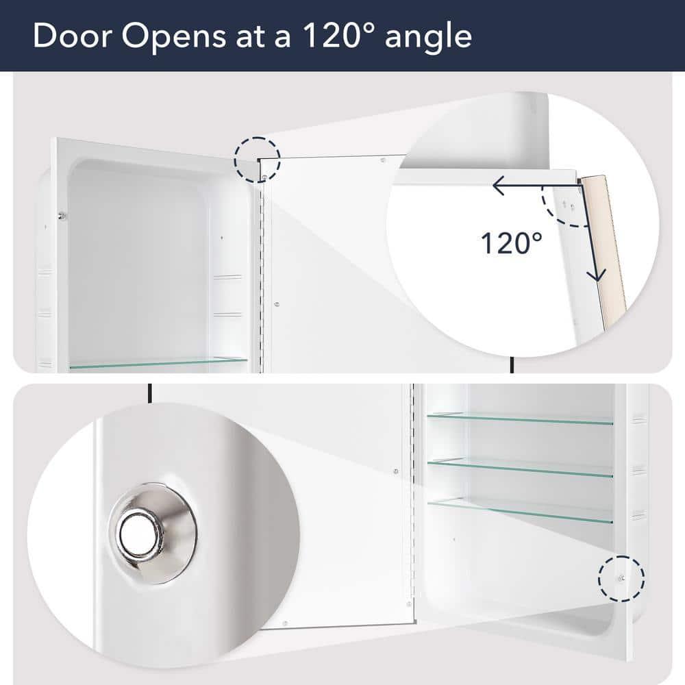 16" x 26" Metro Beaded Recessed Medicine Cabinet - Head West: Wall Mount, Polystyrene Frame, 3 Shelves