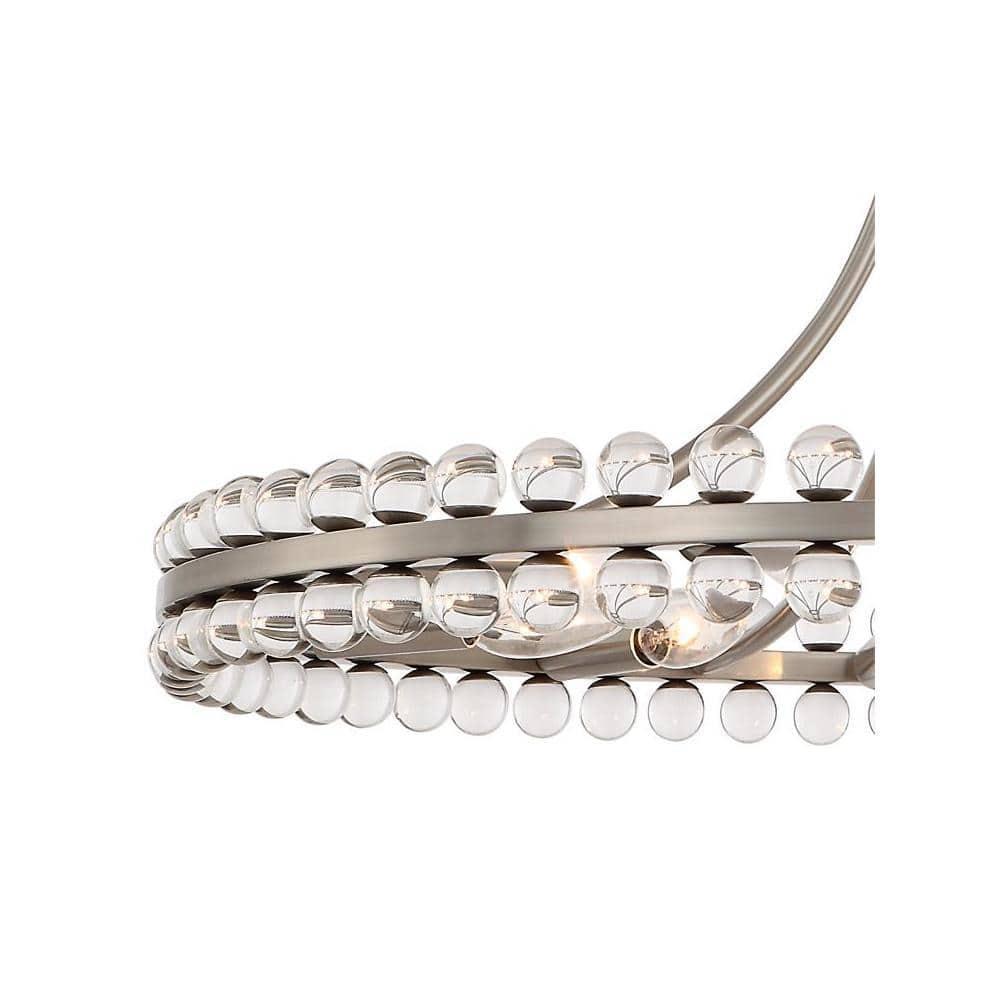Brushed Nickel and Glass 12-Light Chandelier