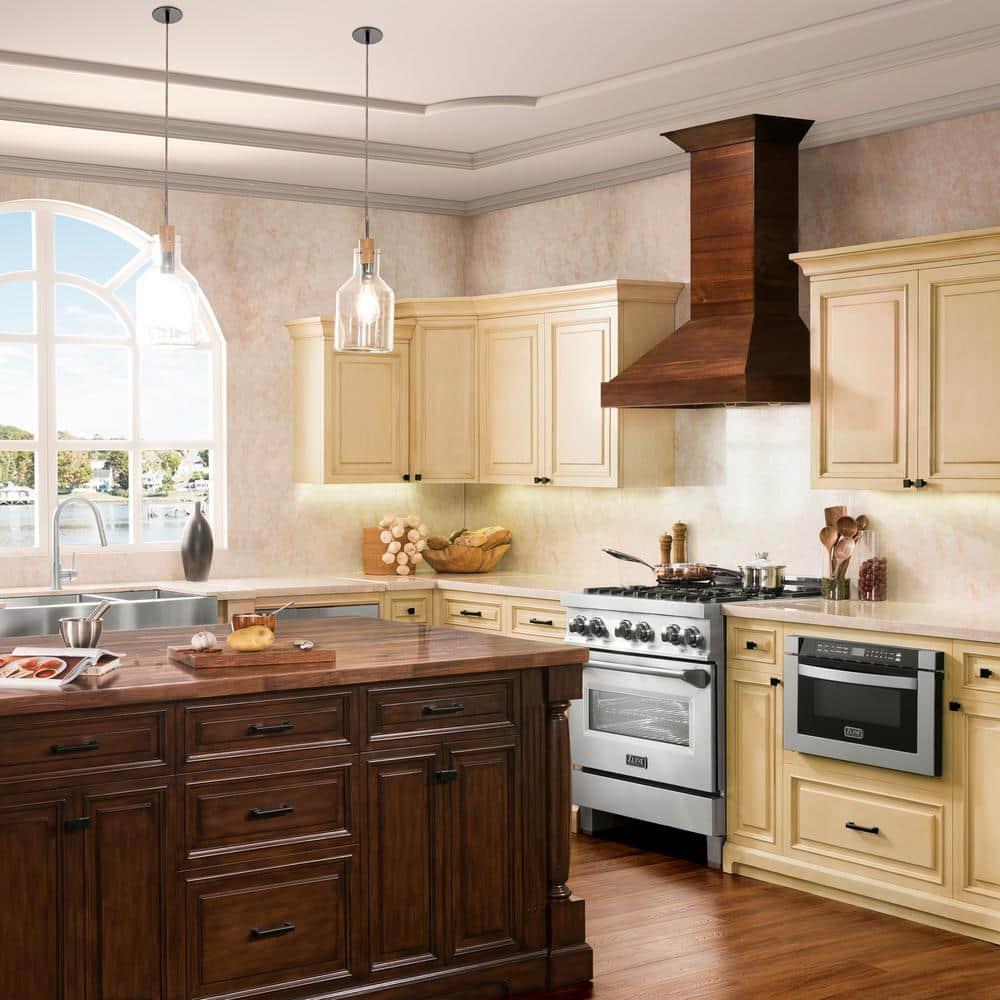 ZLINE 36" Convertible Vent Wooden Wall Mount Range Hood in Walnut