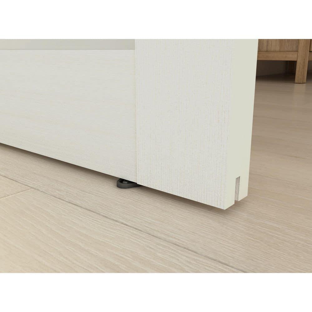 Calhome 3-Lite Tempered Frosted Glass White Finished Composite Double Sliding Barn Door with Hardware Kit Handle