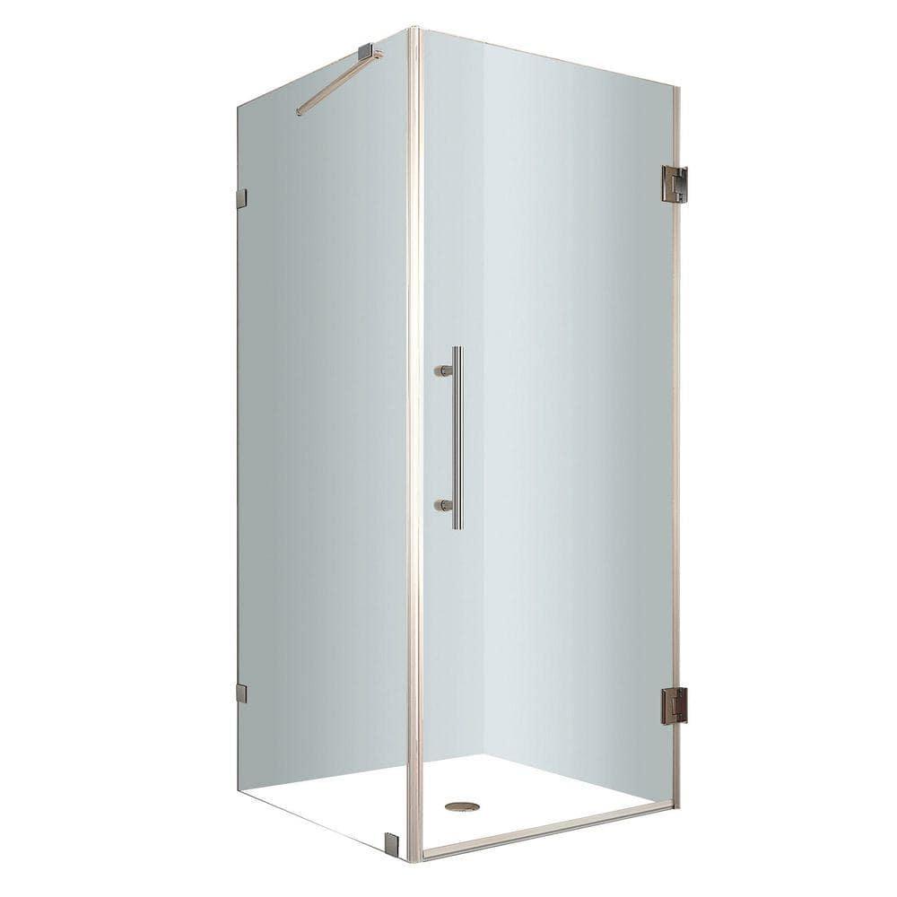 AstonGlobal SEN988-SS-30-10 Aquadica 30 in x 30 in x 72 in Completely Frameless Square Shower Enclosure in Stainless Steel