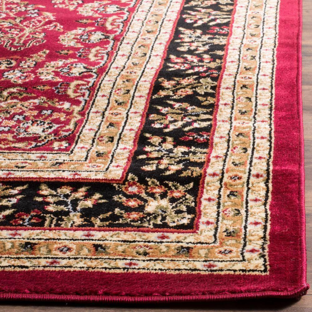 Lyndhurst Sarouk LNH331 Power Loomed Area Rug - Red/Black - 6'x6' - Safavieh