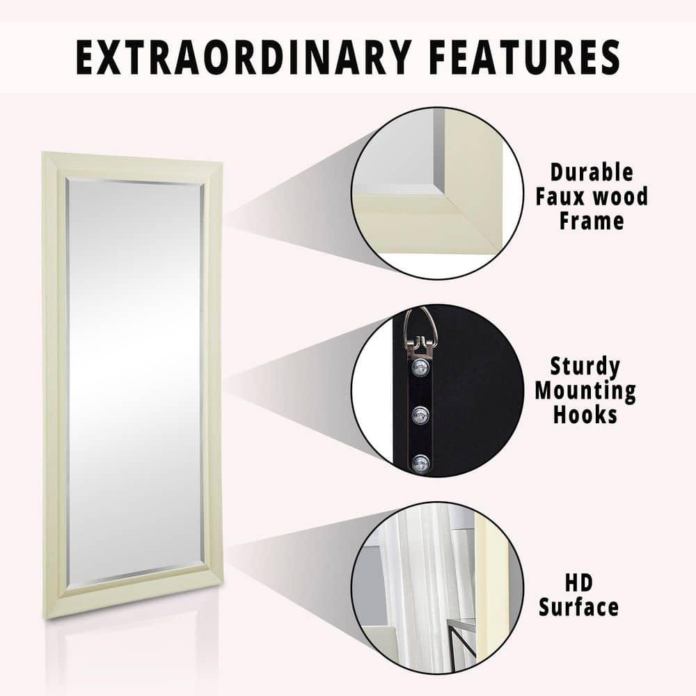 Highland Dunes Lindberg Rectangle Full Length Mirror, Faux Wood Farmhouse Mirror, Floor Mirror