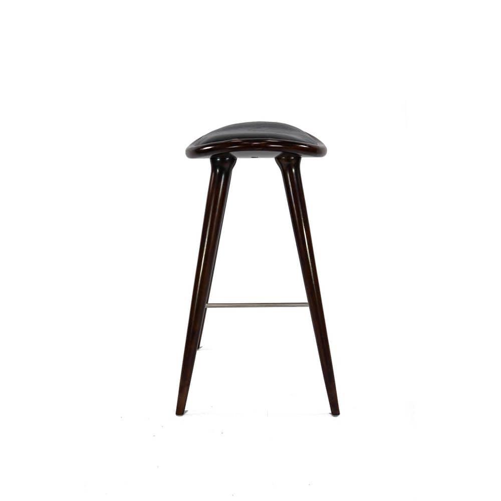 Lucio Oval Backless Wood Barstool Black/Cappuccino - Boraam: Rubberwood Frame, Faux Leather, Metal Footrest