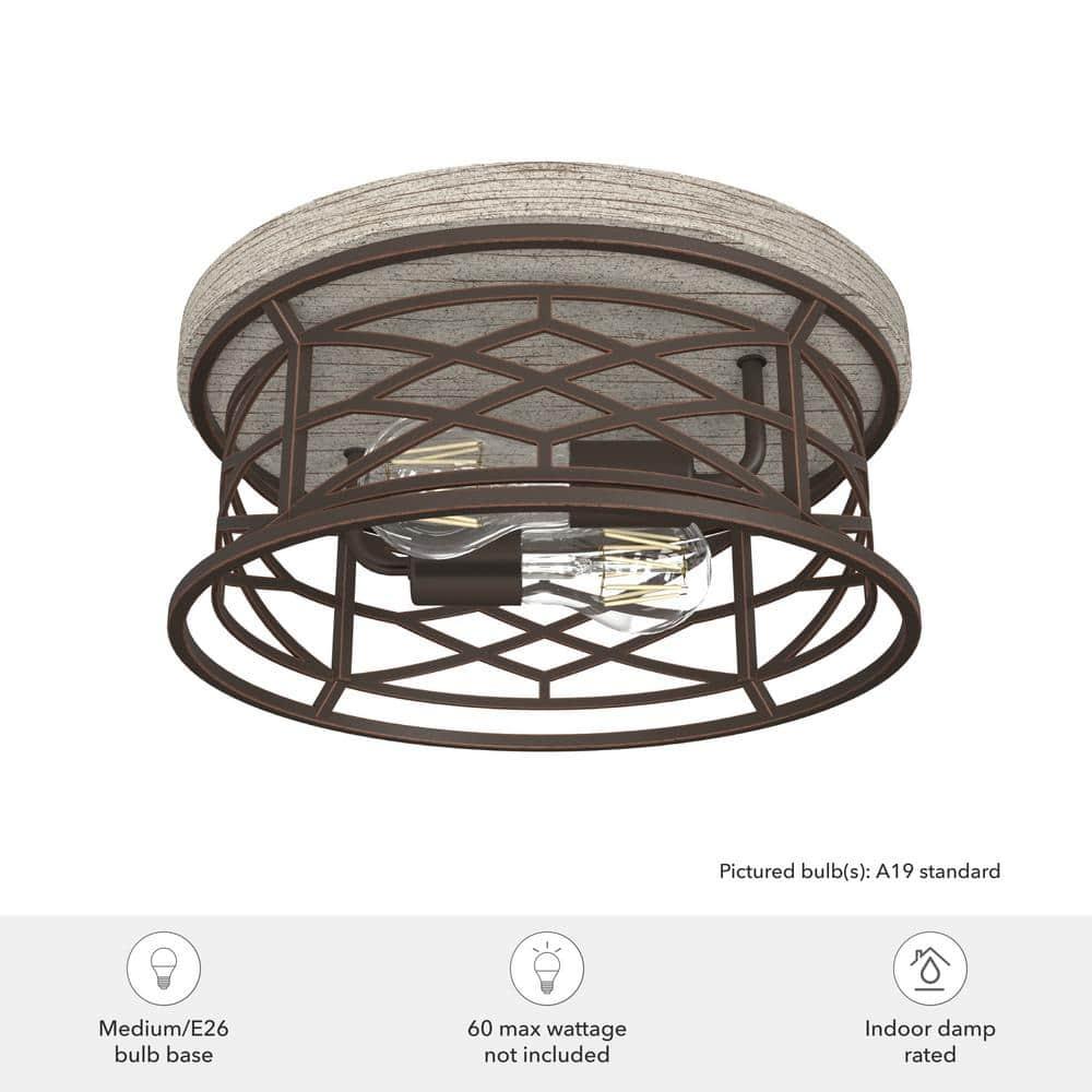 Langwood 2 - Light 13.25'' Unique/Statement Circle Flush Mount