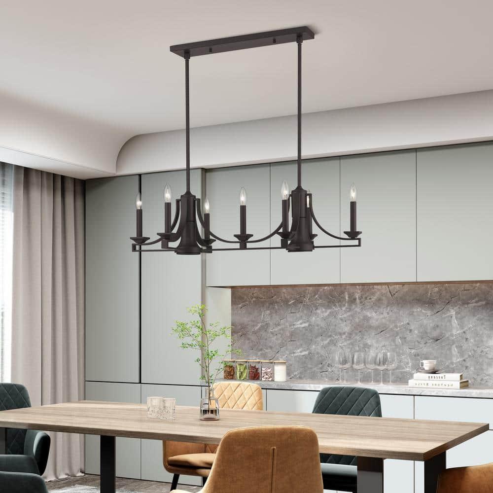 Modern Transitional Bronze Steel 9-Light Indoor Chandelier