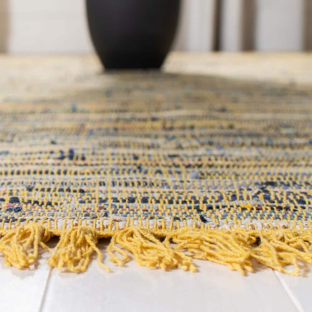 SAFAVIEH Rag Candis Striped Cotton Area Rug, Yellow/Multi, 2' x 3'