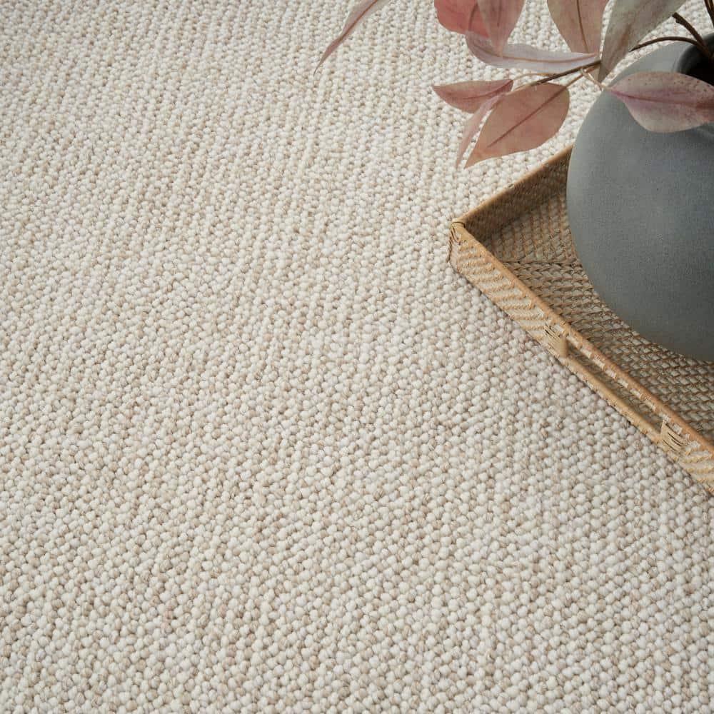 Textured Home Ivory Beige 4 ft. x 6 ft. Solid Geometric Contemporary Area Rug