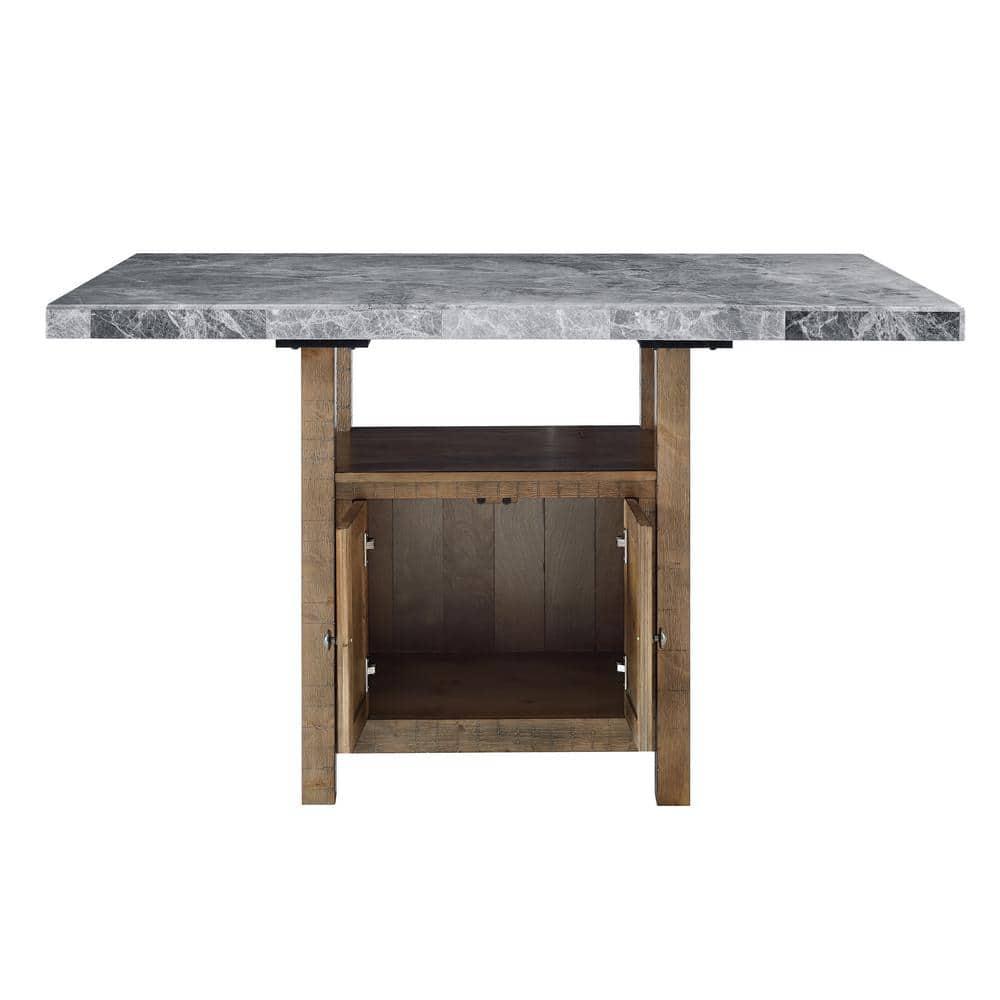 7pc Grayson Marble Counter Dining Set Gray/Driftwood - Steve Silver Co.