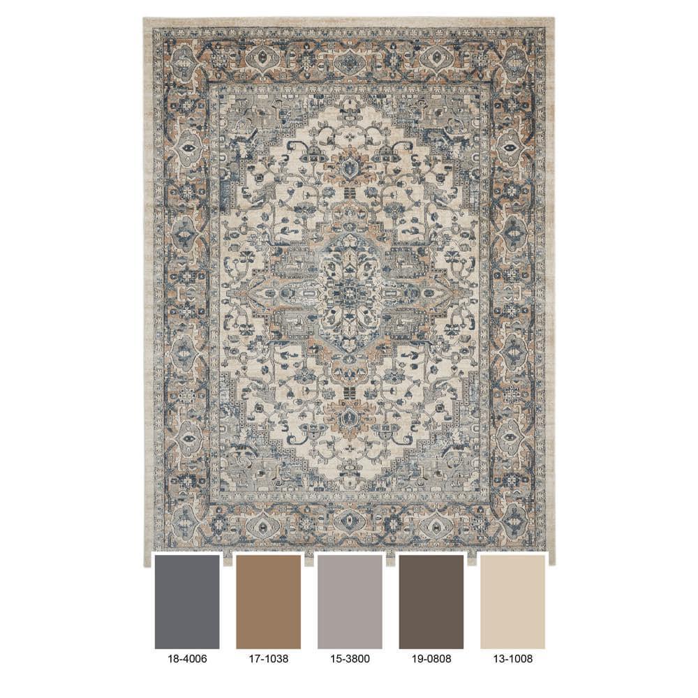 Nourison Concerto Center Medallion Indoor Rug Ivory Grey 5'3" x 7'3"