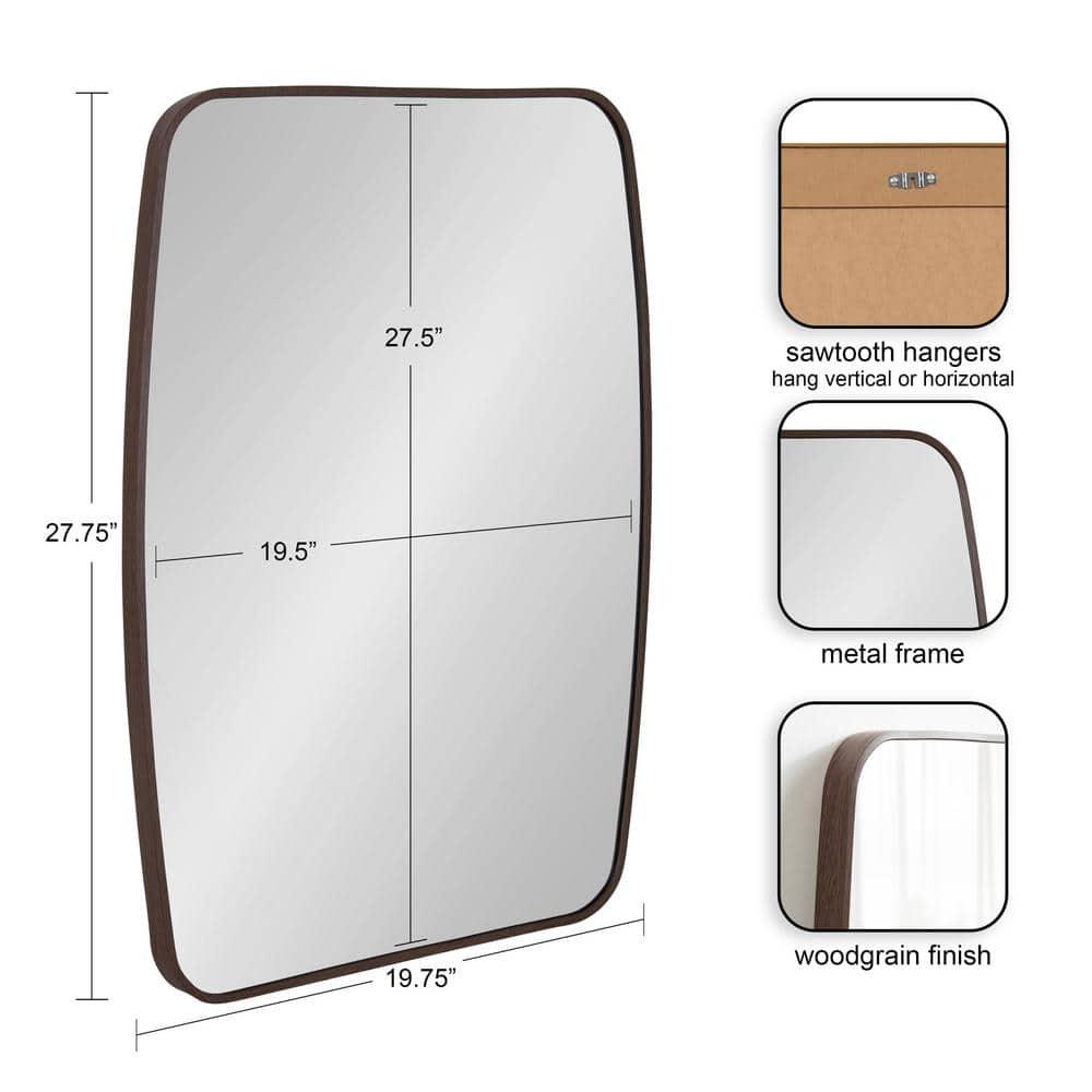 Kate and Laurel Zayda Metal Square Barrel Mirror, 20x28, Walnut Brown