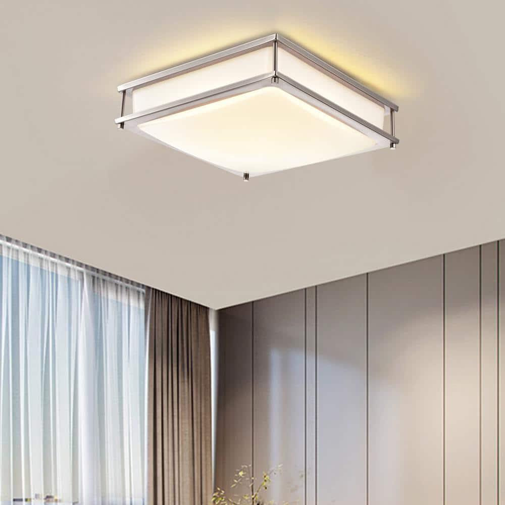 C Cattleya 12 in. Dimmable Modern LED Flush Mount Ceiling Light 3000K/4000K/5000K- Brushed Nickel