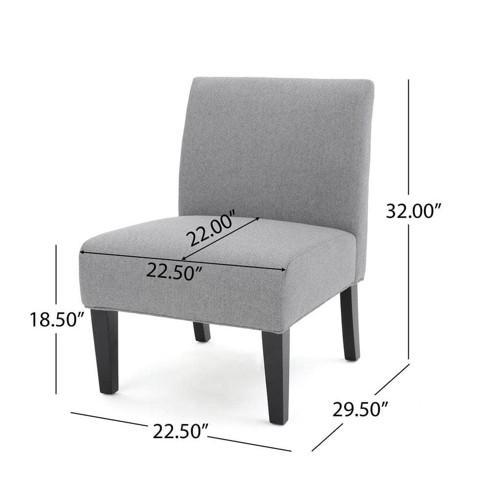 Modern Gray Fabric Armless Slipper Accent Chair with Wood Frame