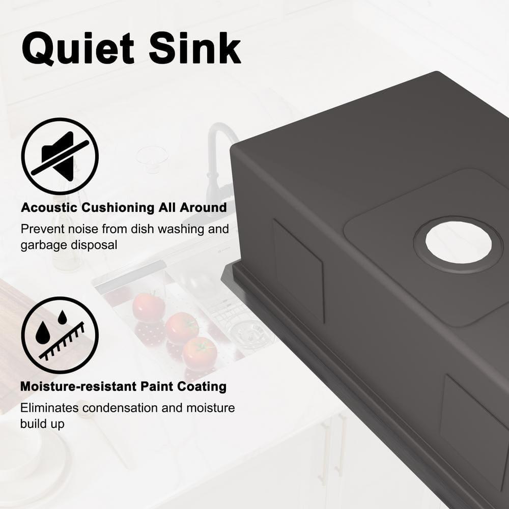 32 in. Undermount Single Bowl 18-Gauge Stainless Steel Kitchen Sink with Cutting Board, Rolling Drying Rack and Colander