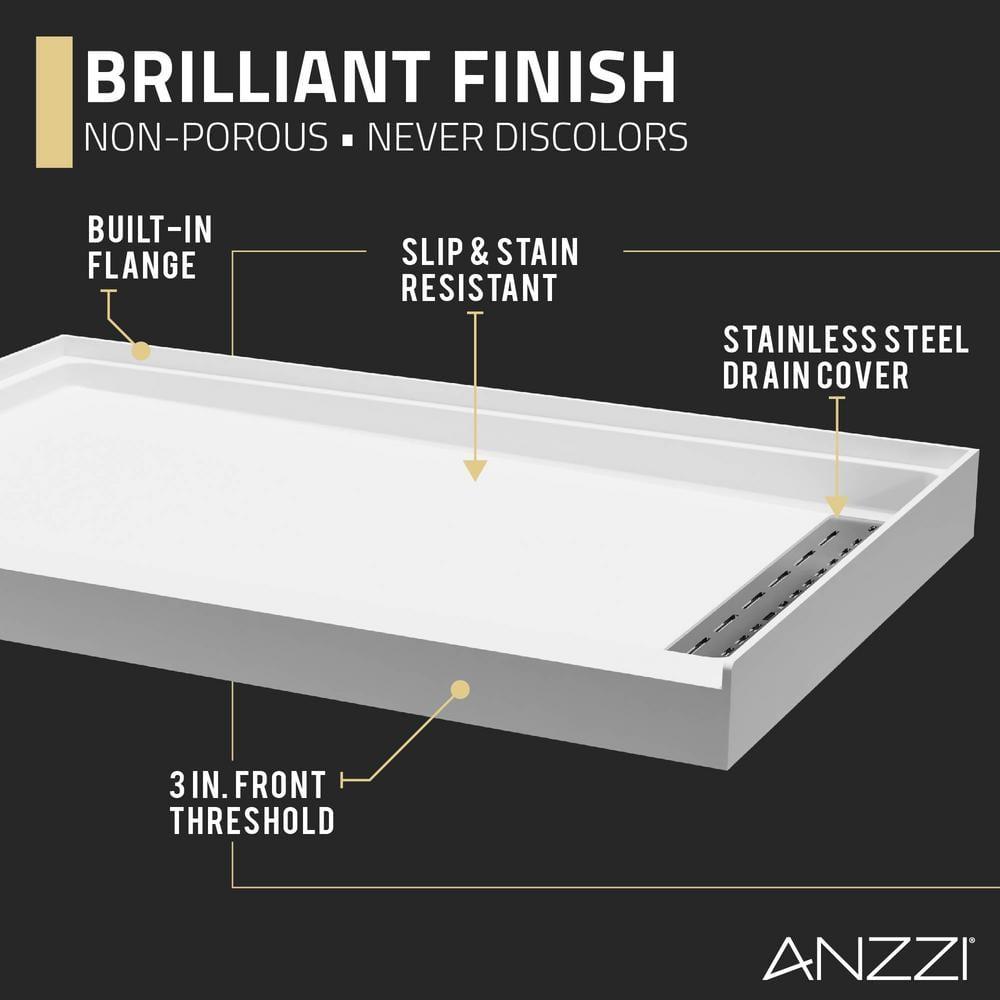 ALEXANDER 48 in. x 32 in. Right Drain Shower Base in White - SB-AZ103R