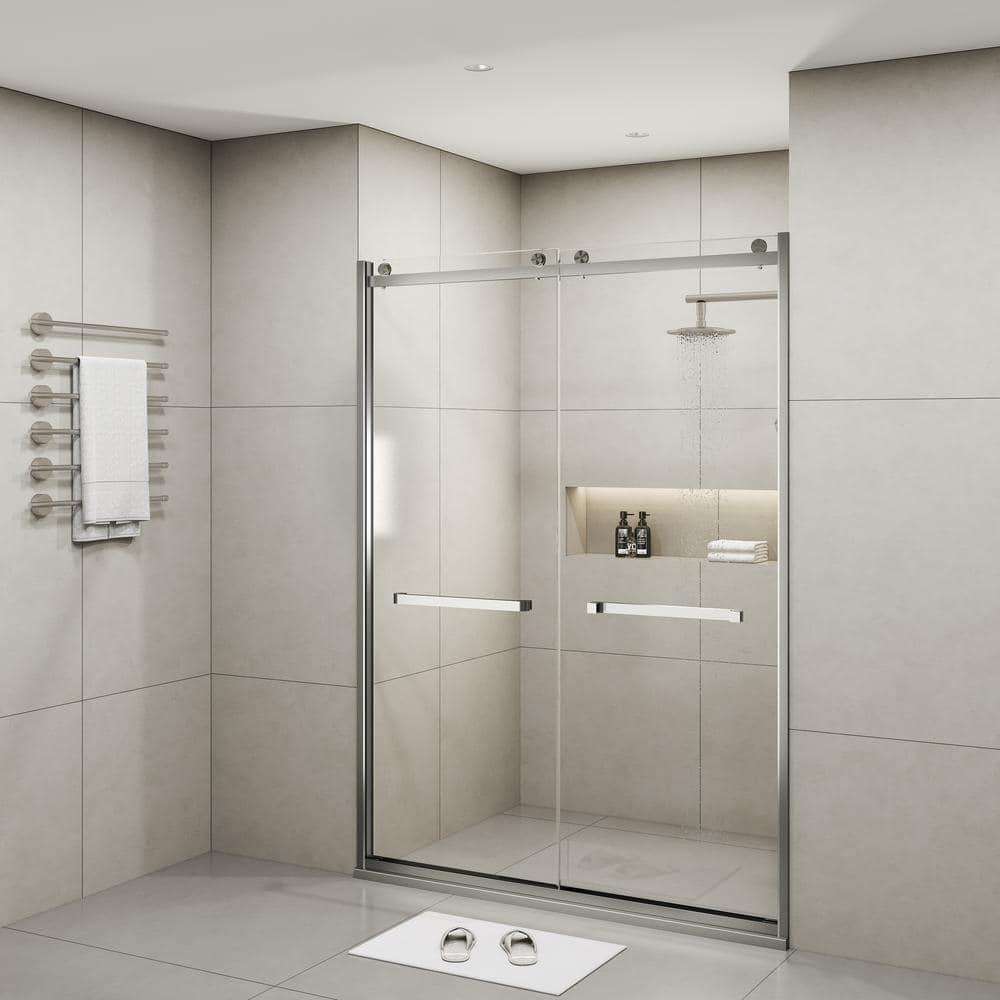 PET STOP LLC F5YDNC1F0736Q 60" Width x 76"Height Shower Doors with 3/8"(10mm) Clear Tempered Glass