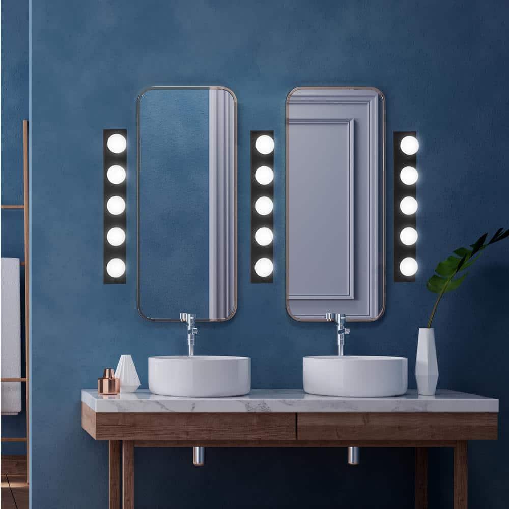 Design House 588582-BLK 5-Light Vanity Strip Light Contemporary Dimmable for Bathroom, Bedroom, Makeup Vanity, Matte Black