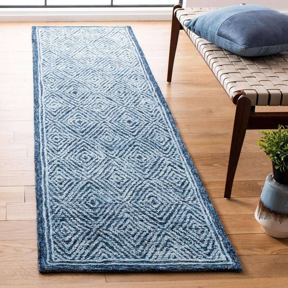 Capri CPR217 Hand Tufted Runner Rug - Navy - 2'3"x9' - Safavieh.