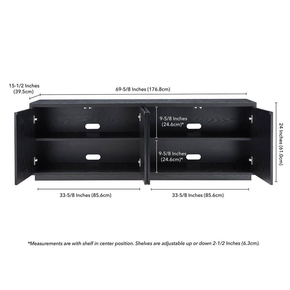 Evelyn&Zoe Hanson Rectangular TV Stand for TV's up to 75", Black Grain