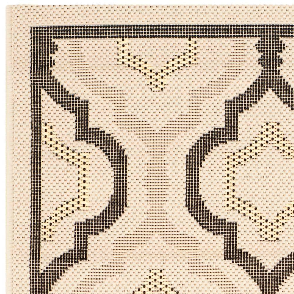 Courtyard CY7938 Power Loomed Indoor and Outdoor Accent Rug - Beige/Black - 2'7"x5' - Safavieh