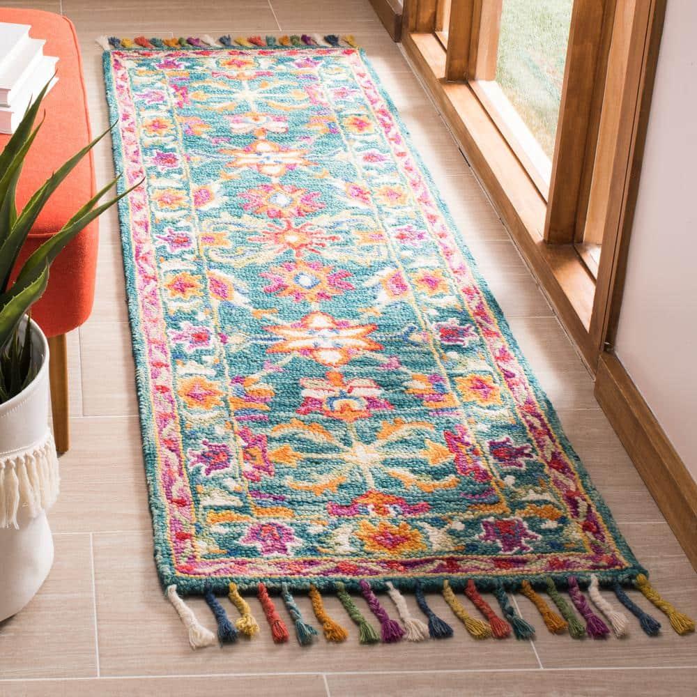 Aspen APN113 Hand Tufted Accent Rug - Turquoise/Purple - 2'3" X 5' - Safavieh.