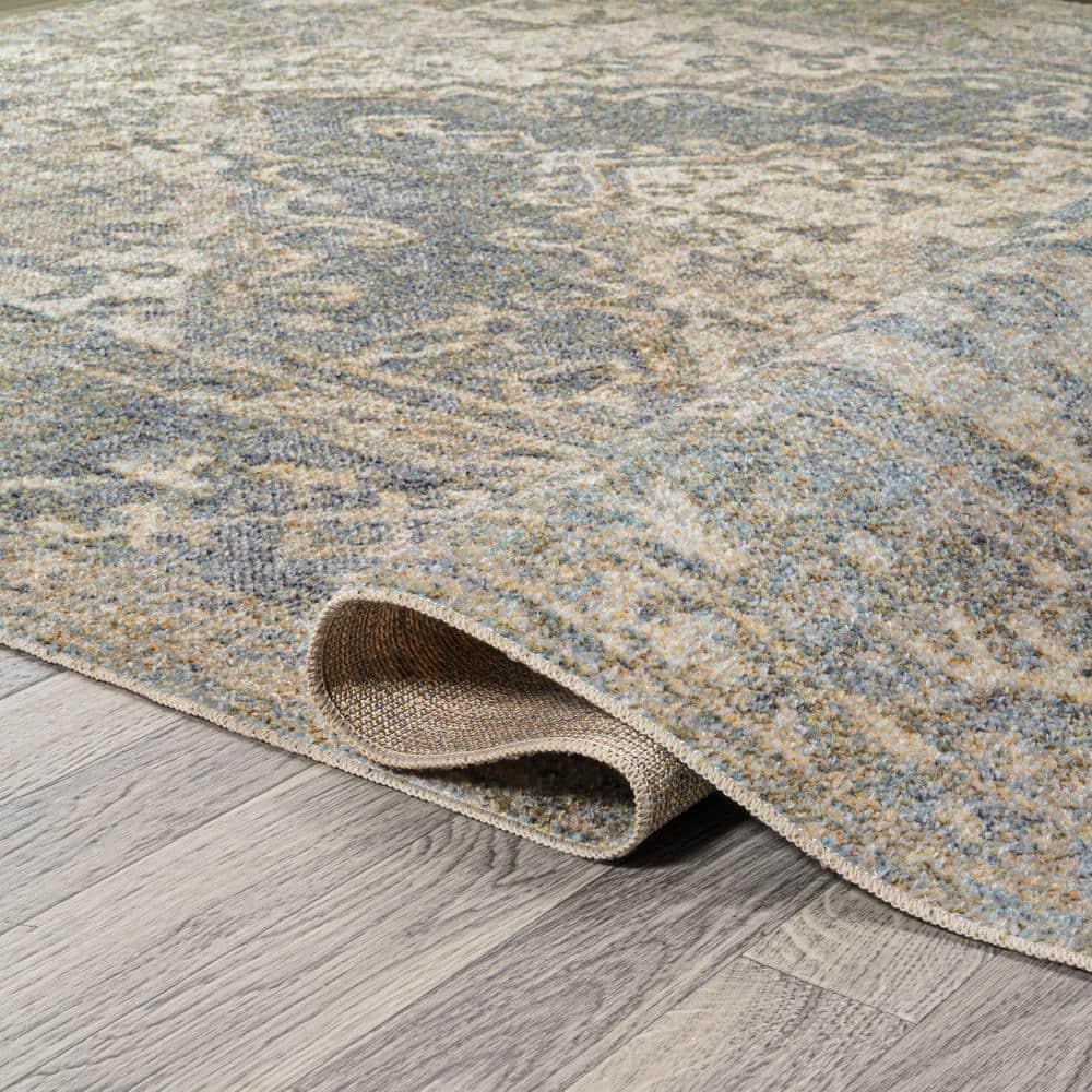 JONATHAN Y Pavel Distressed Medallion Low-Pile Machine-Washable Blue/Cream 4 ft. x 6 ft. Area Rug